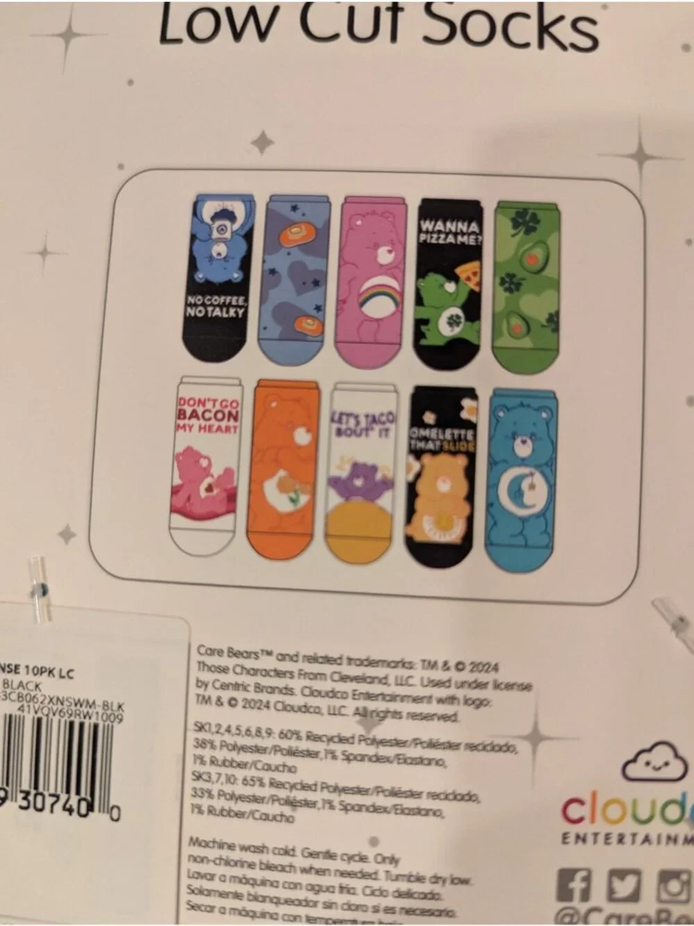 Care Bears Low Cut Socks Shoe Size 4-10 Set of 10 Pair